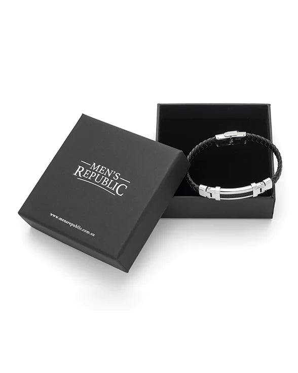 Leather Bracelet with Stainless Steel - 71