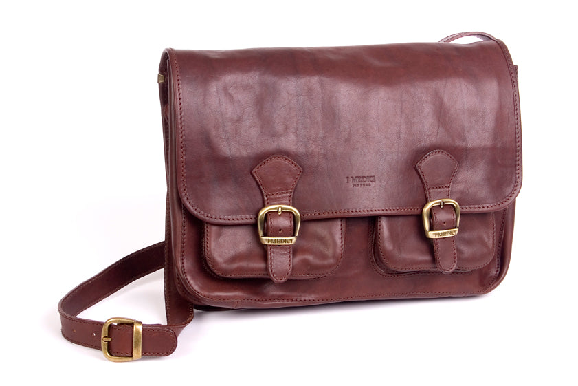 I Medici Satchel with pockets and shoulder strap Chocolate