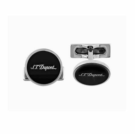 S.T. Dupont Silver Cufflinks STD Black Lacquer
