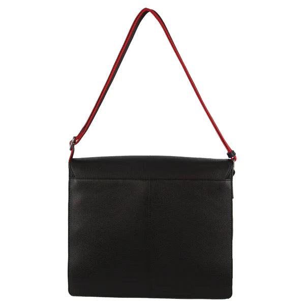 Pierre Cardin Designer Leather Flap-Over Laptop Bag