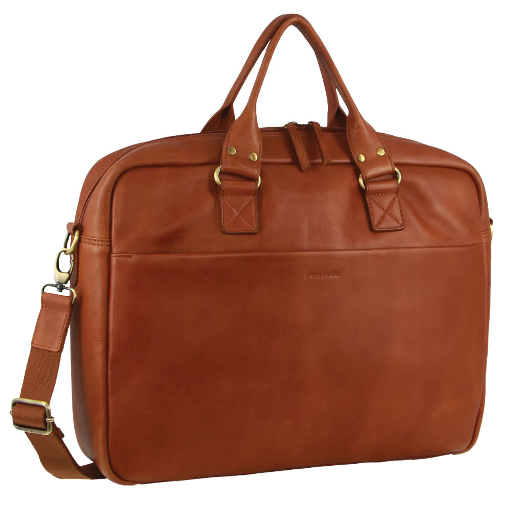 Pierre Cardin Men's Italian Leather Laptop Bag