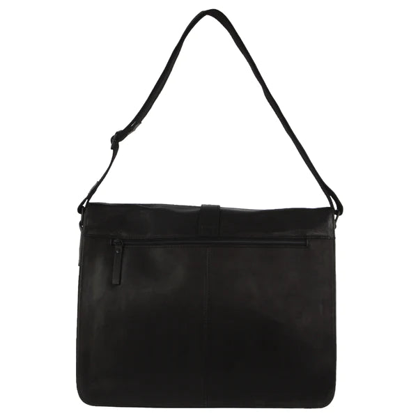Pierre Cardin Classic Leather Flap-Over Laptop Bag