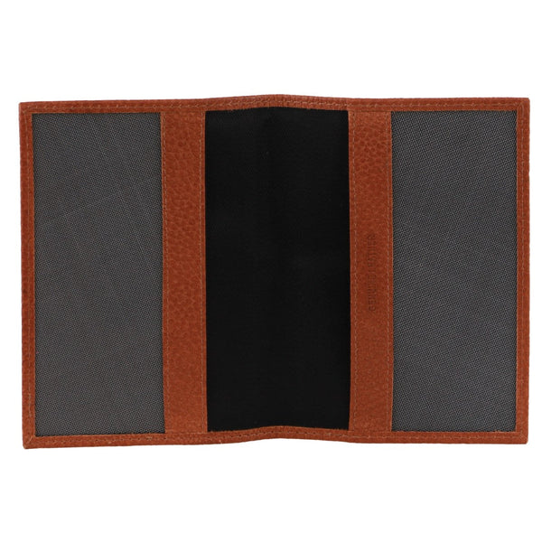 Pierre Cardin LEATHER PASSPORT WALLET COVER Cognac