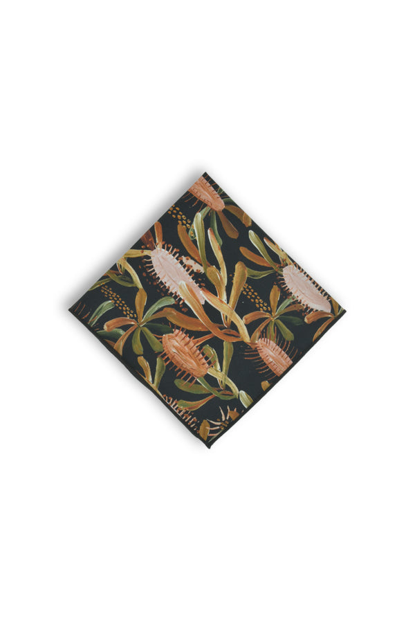 Grass Tree Black Pocket Square
