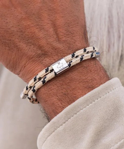 Bracelet Little Lewis 4mm Ivory - Black | Silver