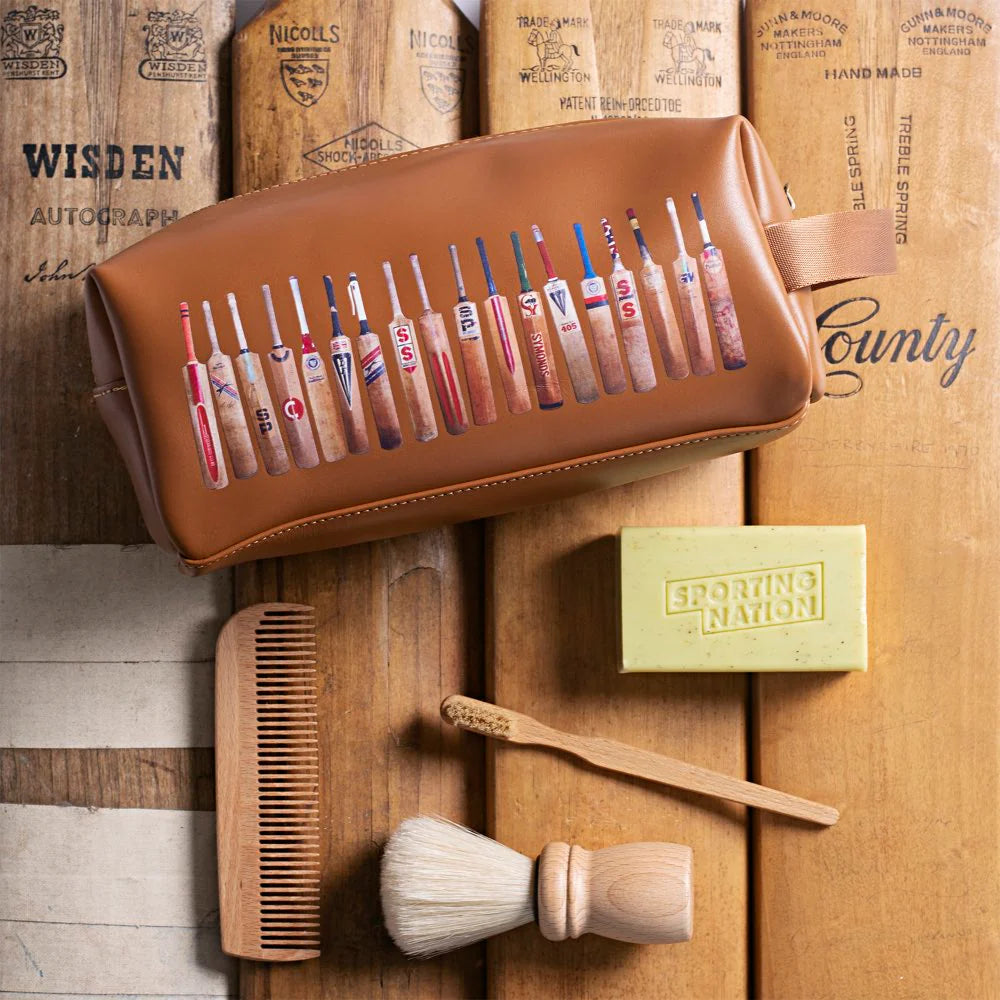 Sporting Nation Leather Toiletry Bag for Cricket Fans