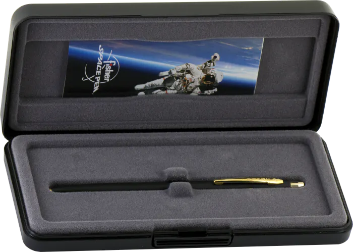 Fisher MATTE BLACK SHUTTLE SPACE PEN, GOLD ACCENTS
