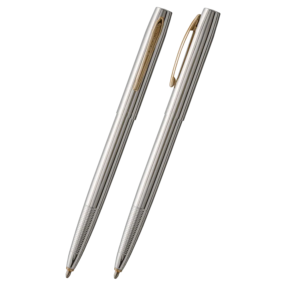 Fisher Chrome Cao-o-Matic Space Pen, Gold Accents