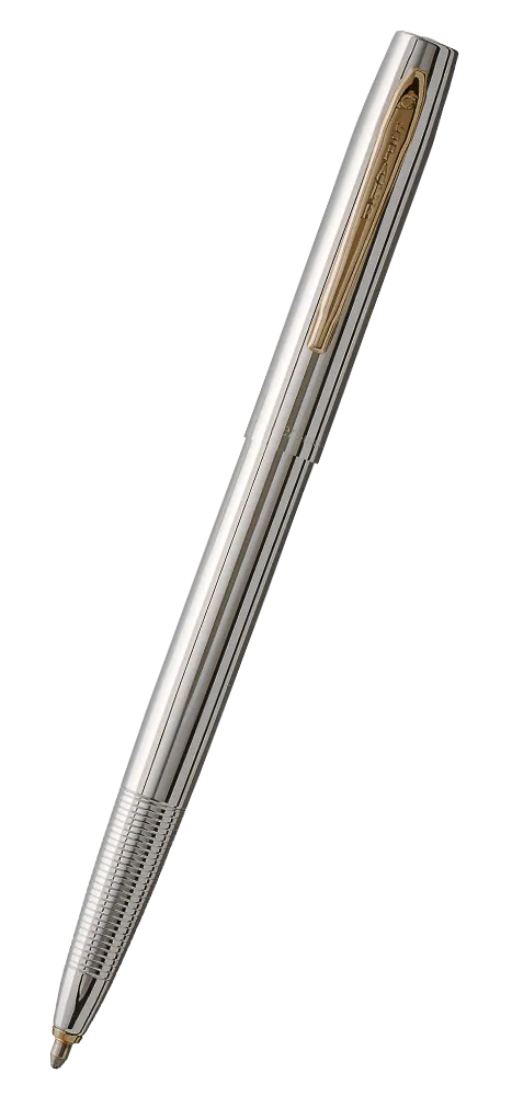 Fisher Chrome Cao-o-Matic Space Pen, Gold Accents