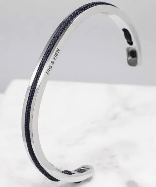 Pig and Hen Bracelet Navarch 6mm Navy | Silver