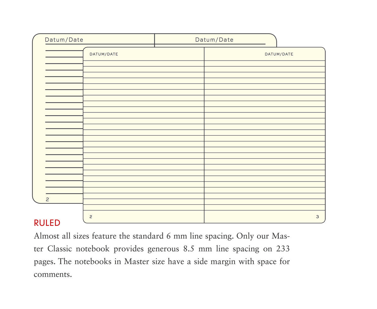 Notebook Master Slim (A4+) Hardcover, 121 Numbered Pages, Ruled, Black