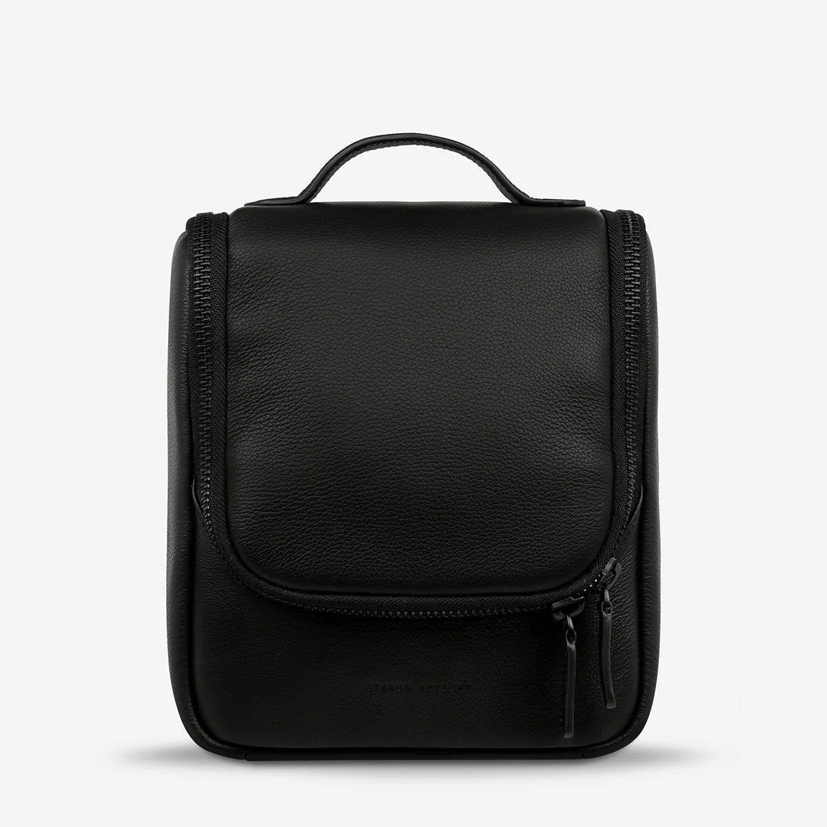 Status Anxiety Drifting Apart Black Leather Toiletries Bag