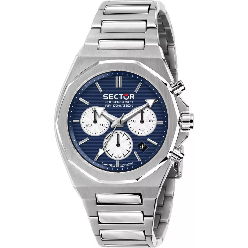 Blue 960 Dial Silver Bracelet Chronograph