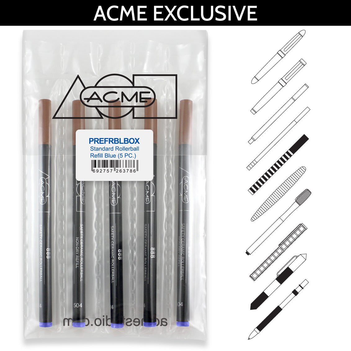 888 ROLLER BALL BLUE REFILLS ACME Studio Each