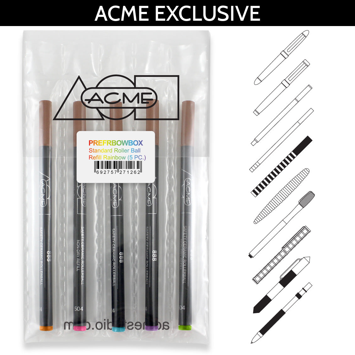 888 ROLLER BALL RAINBOW (5 PACK) REFILLS ACME Studio