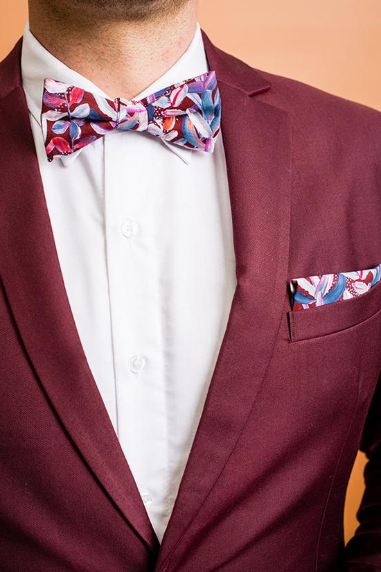 Peggy and Finn Protea Burgundy Bow Tie