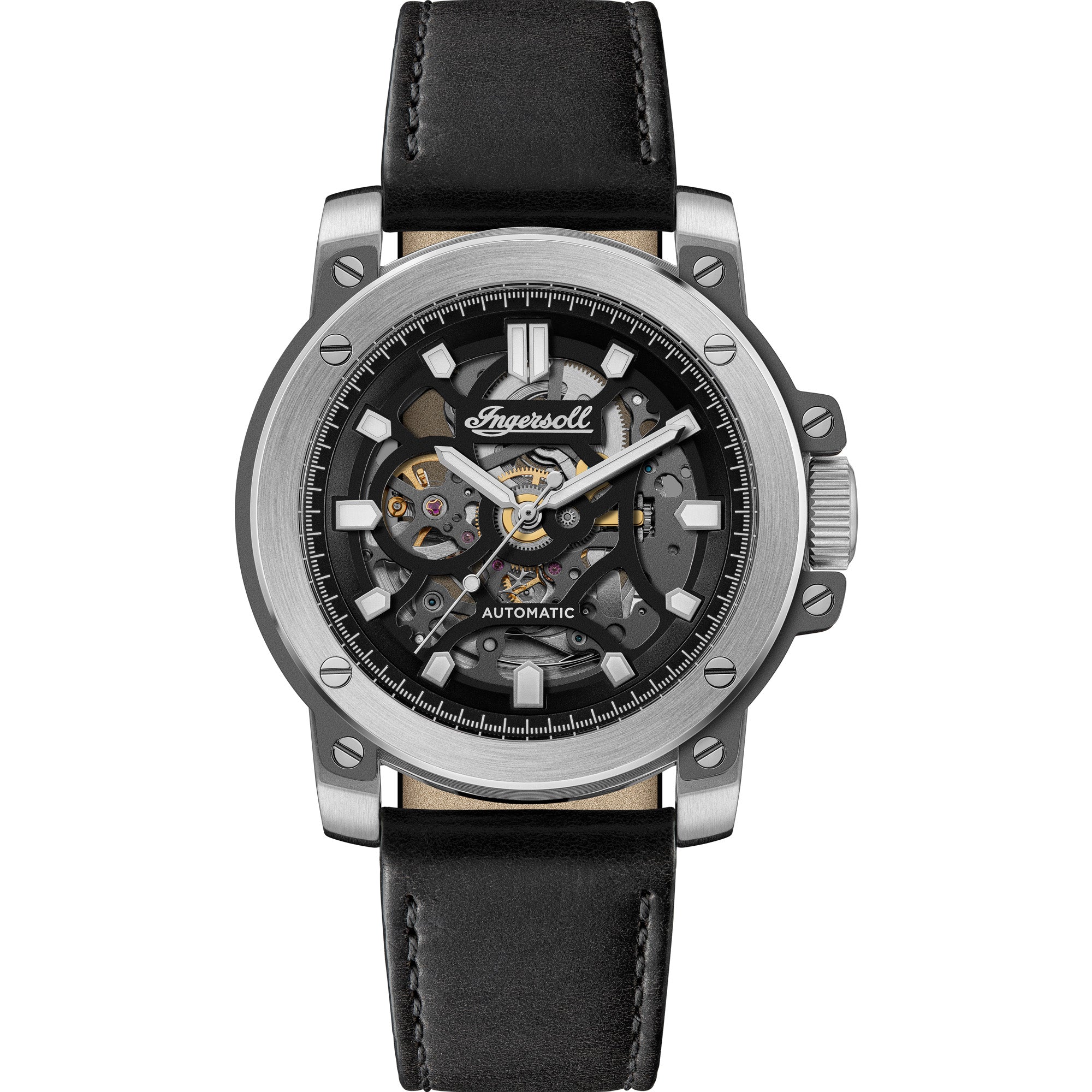 The Freestyle Automatic Black Leather Strap Watch