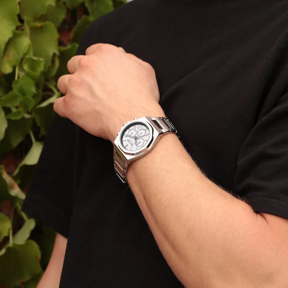 White Dial 960 Silver Chronograph