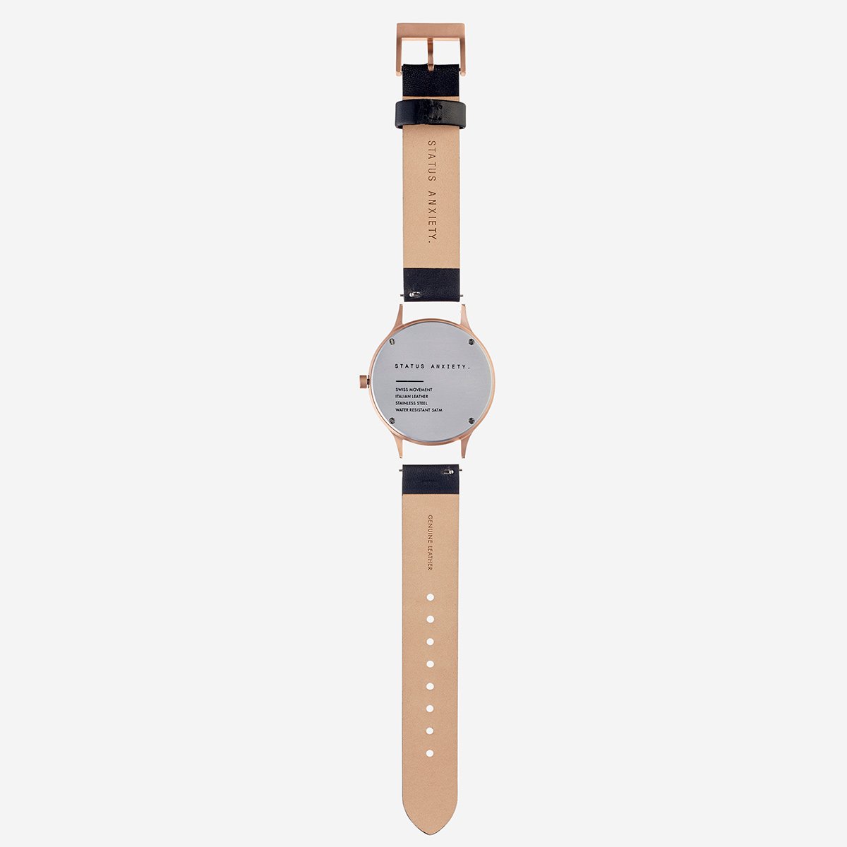 Status Anxiety Watch Inertia Brushed Copper  White Face  Black Strap