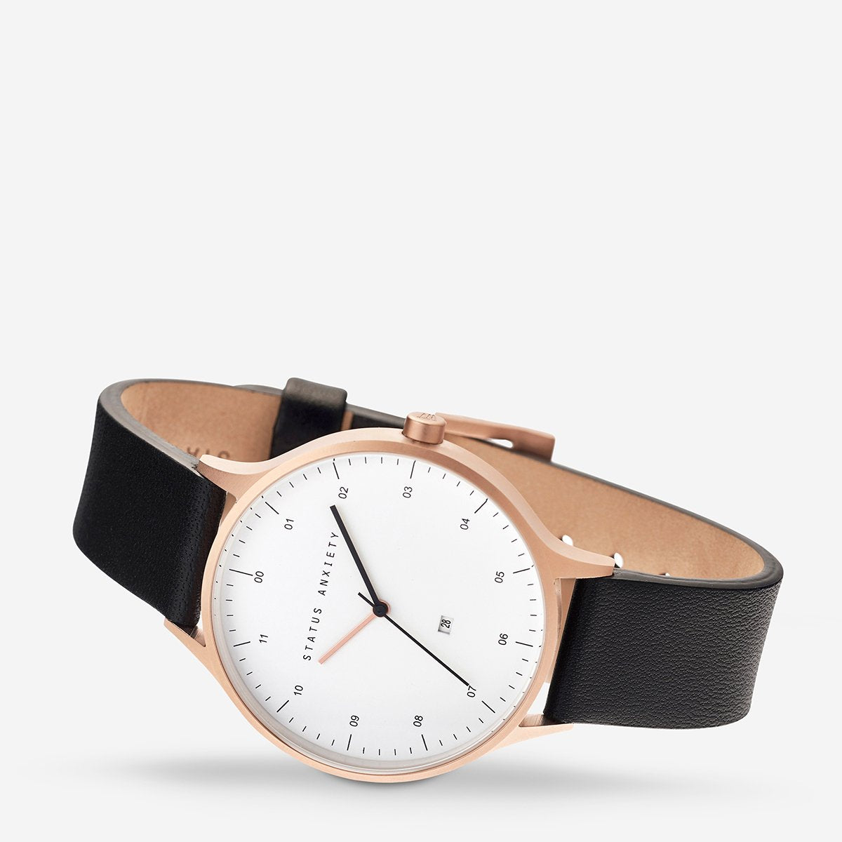 Status Anxiety Watch Inertia Brushed Copper  White Face  Black Strap