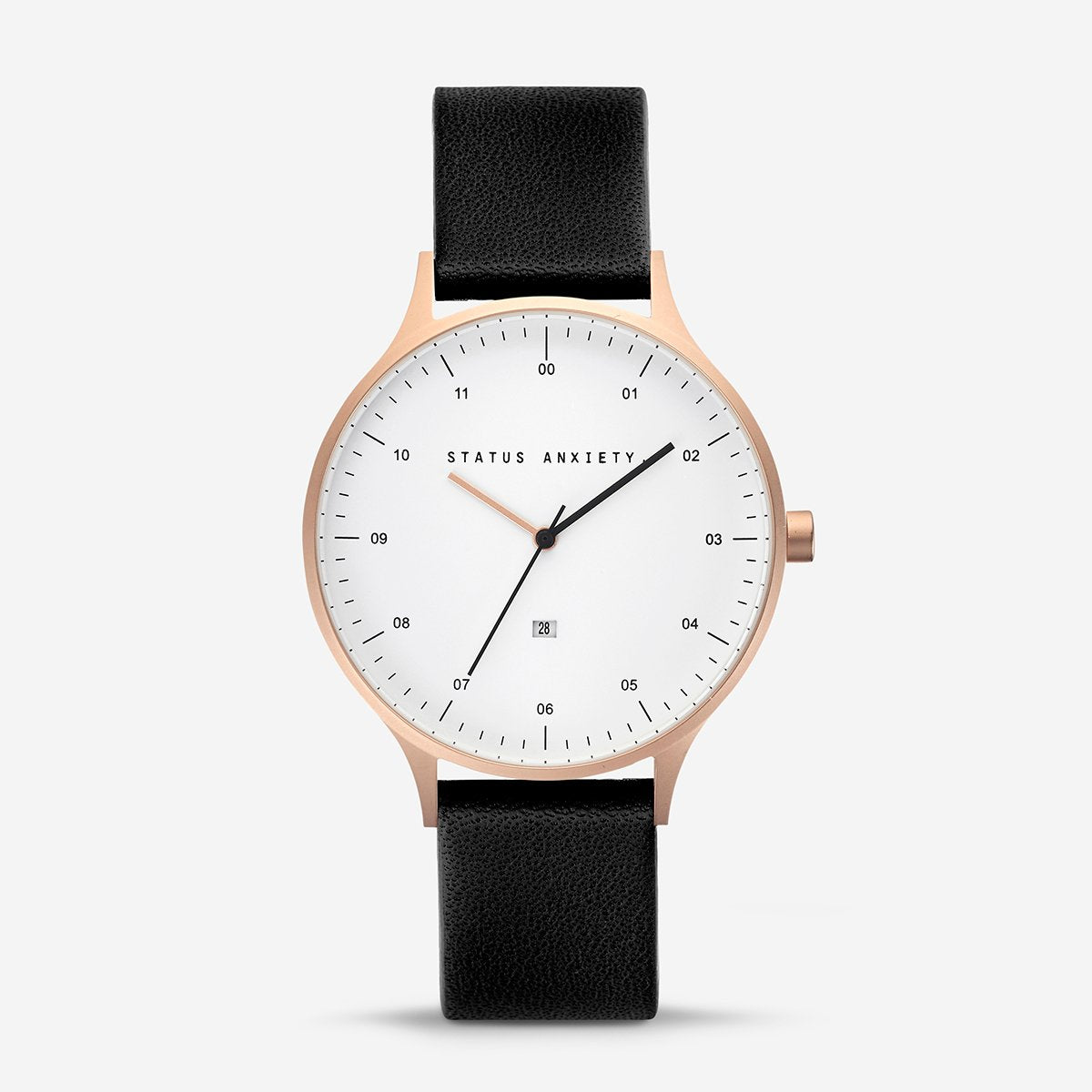 Status Anxiety Watch Inertia Brushed Copper  White Face  Black Strap