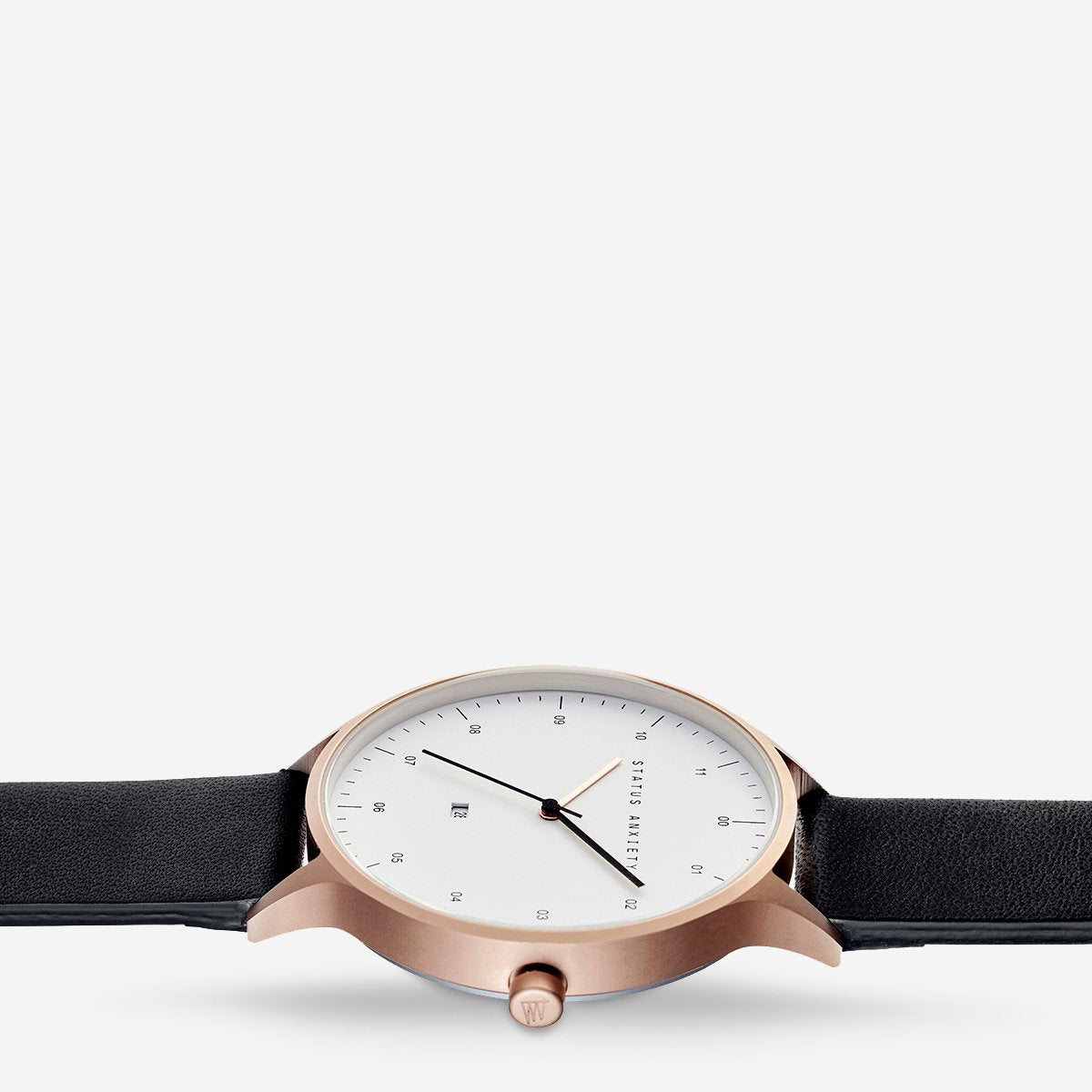 Status Anxiety Watch Inertia Brushed Copper  White Face  Black Strap