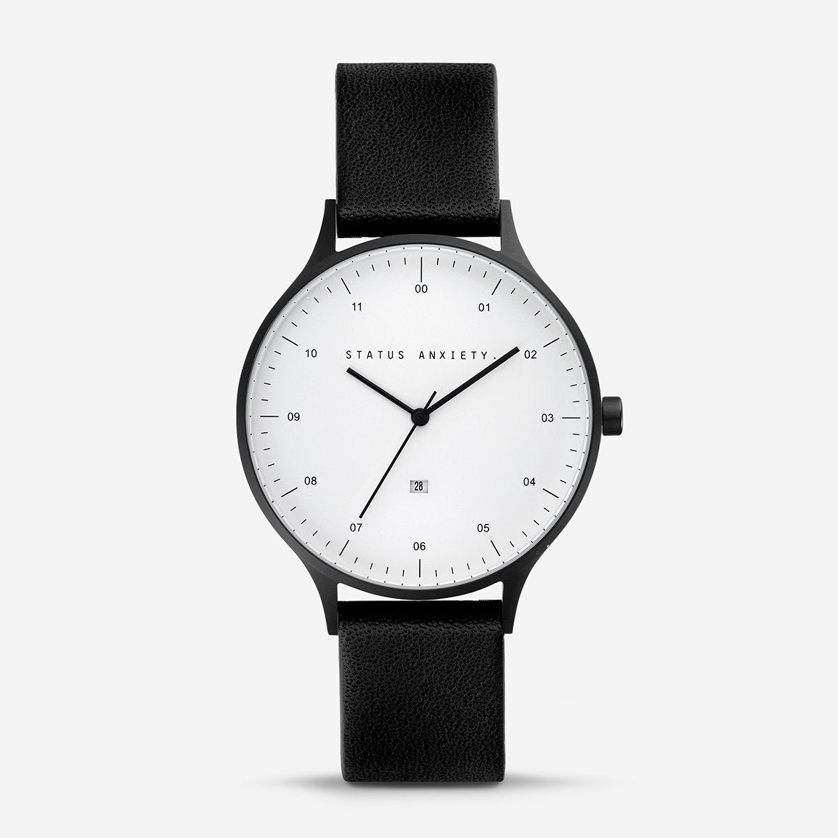 Status Anxiety Watch Inertia Matte Black  White Face  Black Strap