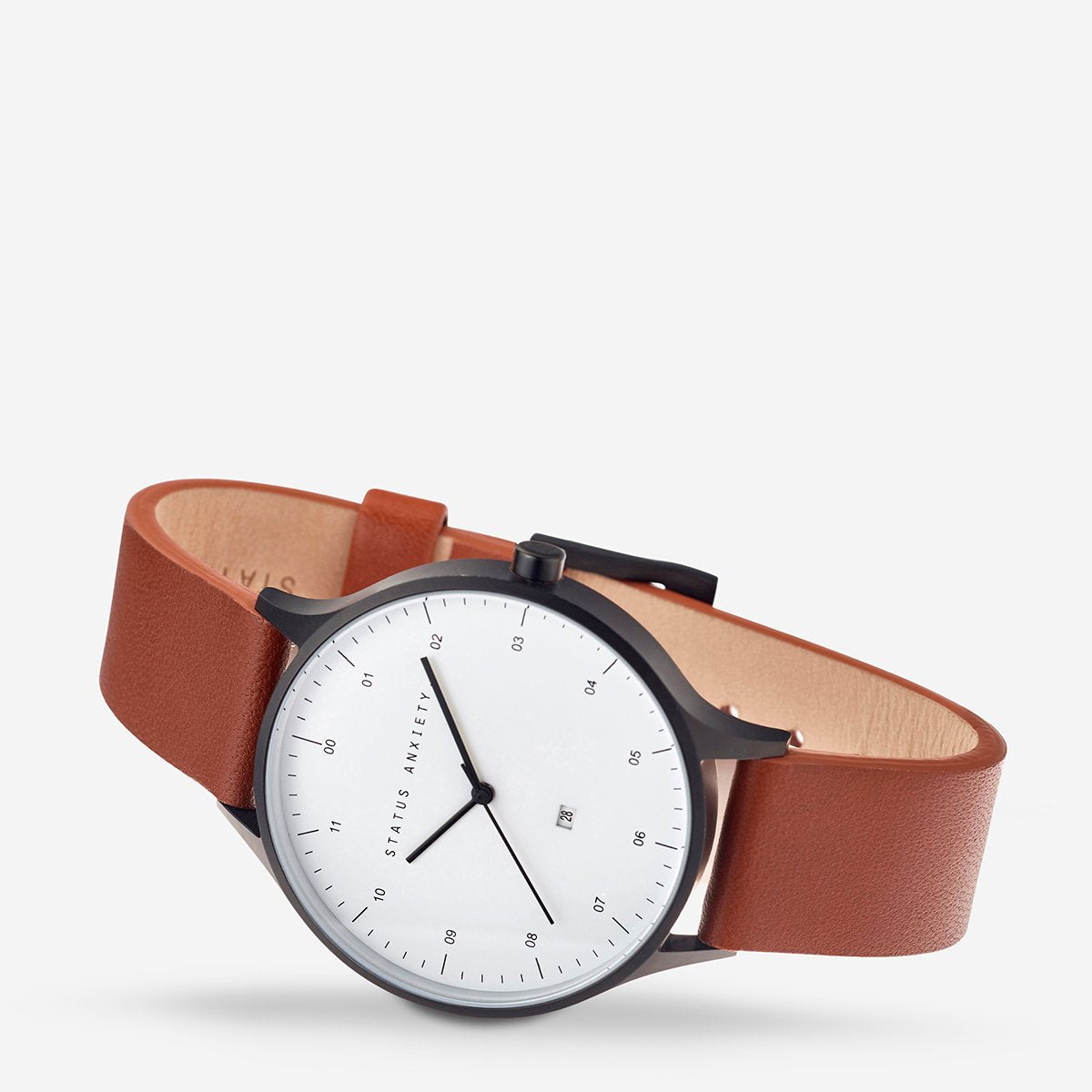 Watch Inertia Matte Black / White Face / Tan STRAP