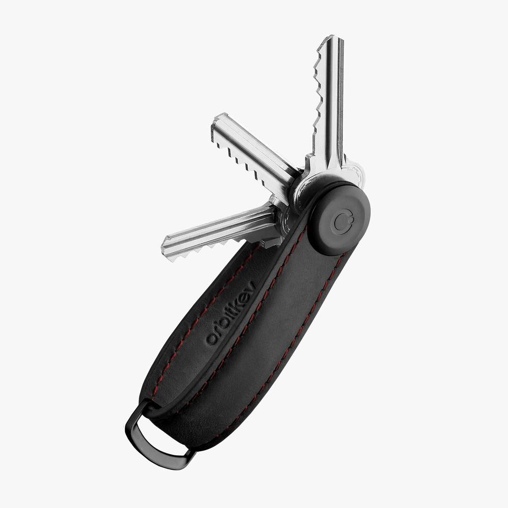 Key Organiser  Crazy-Horse - Obsidian Black with Red Stitching
