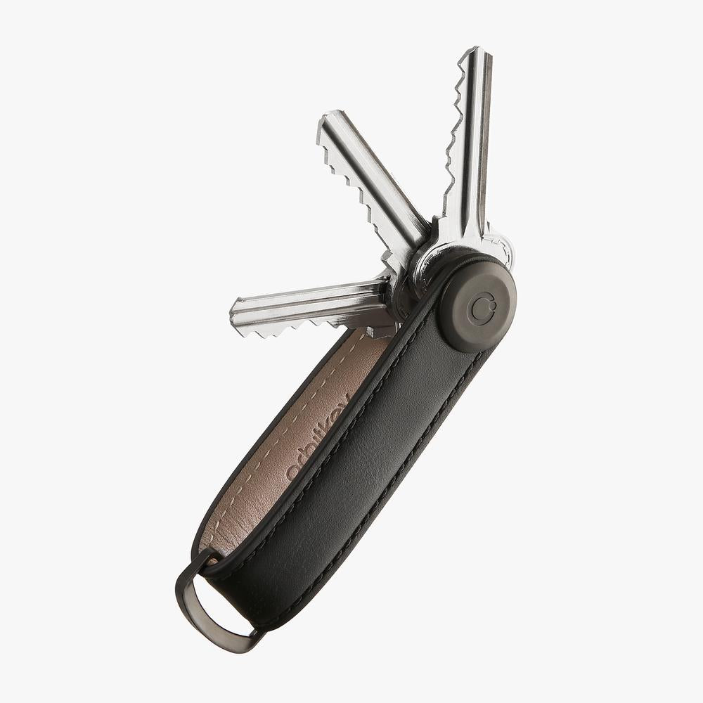 Key Organiser Leather - Black with Black Stitching