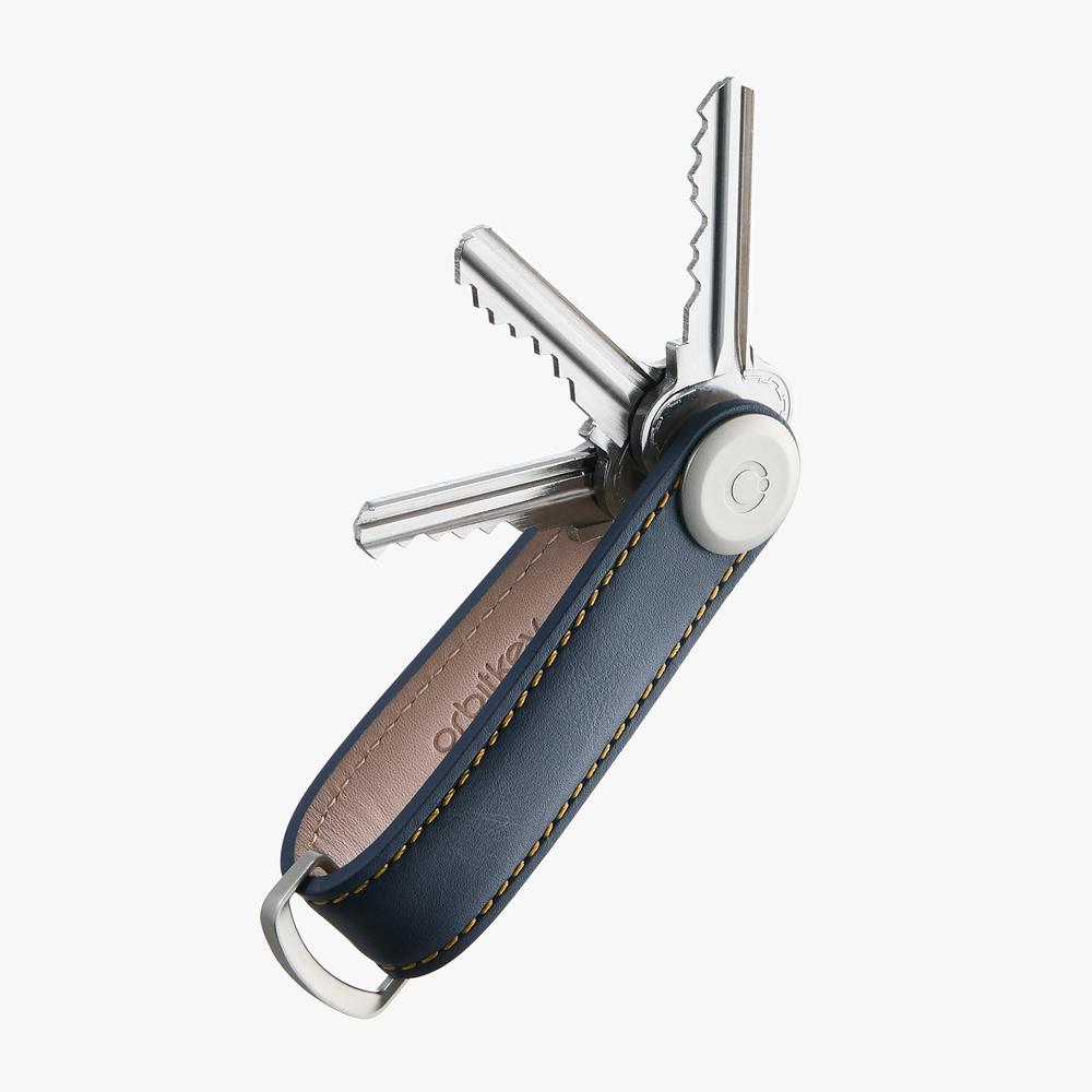 Key Organiser Leather - Navy with Tan Stitching