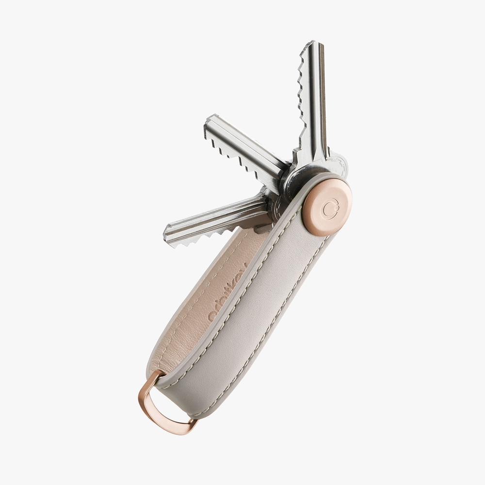 Key Organiser Leather - Stone with Grey