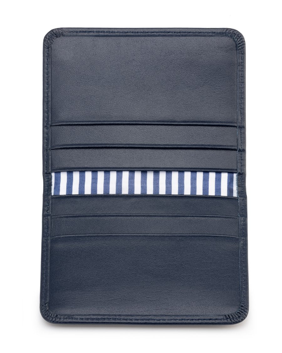 Leather Bifold Card Holder Navy