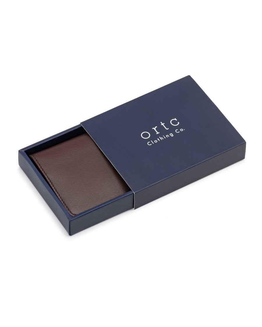 Leather Bifold Card Holder Chocolate